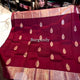 Captivating Red Wine Soft Banarasi Silk Saree With Lovely Blouse Piece