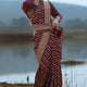 Wine Maroon Banarasi Soft Silk Saree With  Rich Border