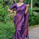 Blue Purple Soft Silk Saree with Unique Designer Blouse