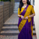 Purple Yellow Lichi Silk Saree with Jacquard Work