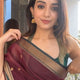 Royal Maroon Silk Saree with Dark Green Contrast Blouse