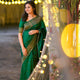 Green Lichi Silk Saree with Jacquard Work & Heavy Zahlar
