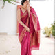Premium Rose Pink Lichi Silk Jacquard Saree with Heavy Zahlar & Blouse Piece