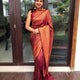 Gorgeous Maroon Soft Lichi Silk Saree with Rich Pallu & Heavy Brocade Blouse Piece
