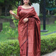 Stunning Maroon Soft Lichi Silk Saree with Copper Zari & Jacquard Blouse Piece
