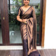 Navy Blue & Brown Soft Lichi Silk Saree with Rich Pallu & Jacquard Work