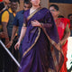 Celebrity Inspired Purple Maheshwari Cotton Silk Saree